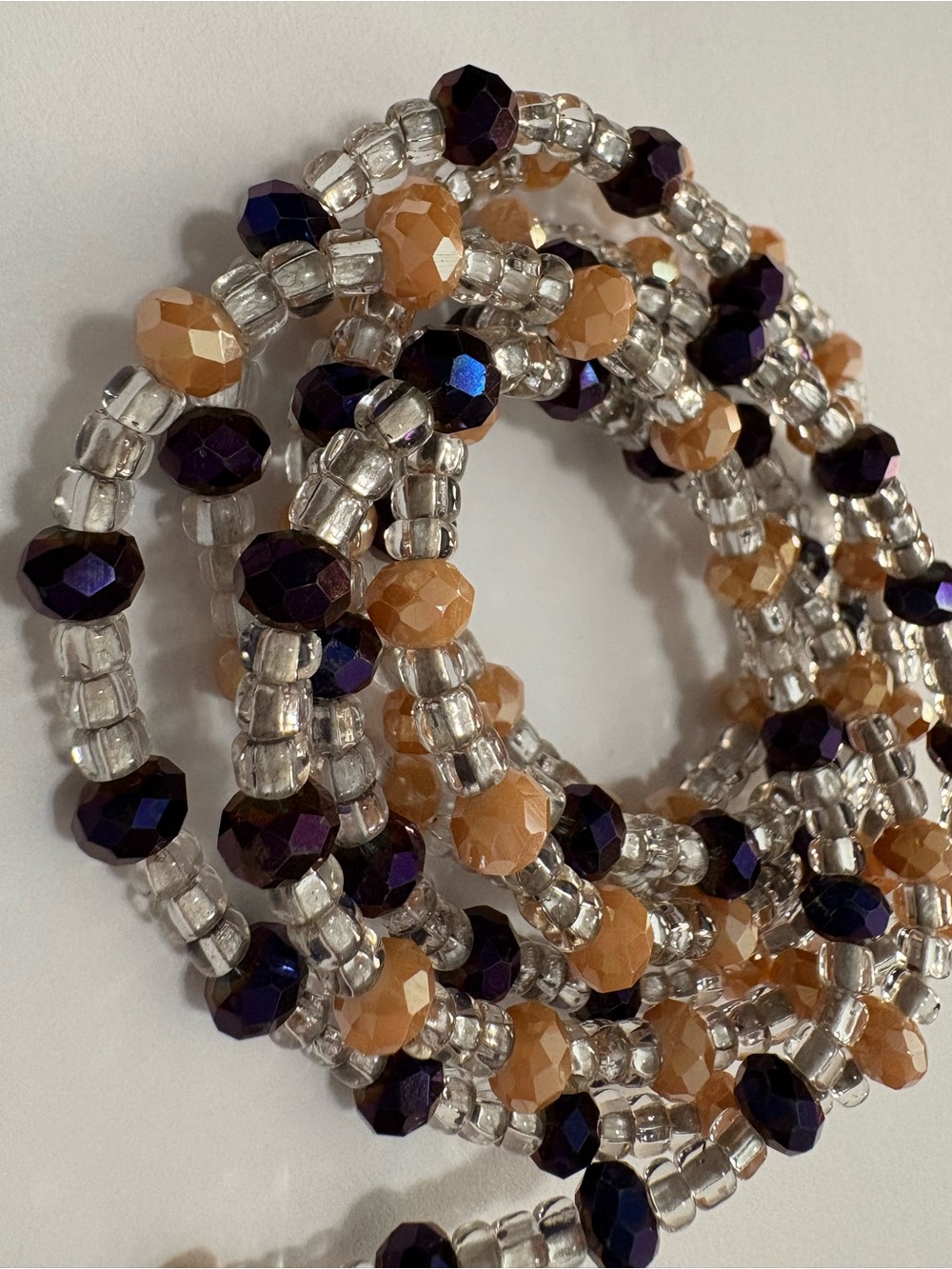 “Royalty ME” Faceted Purple & Peach Waistbeads ~ Take me to the beach - Picture 4 of 6